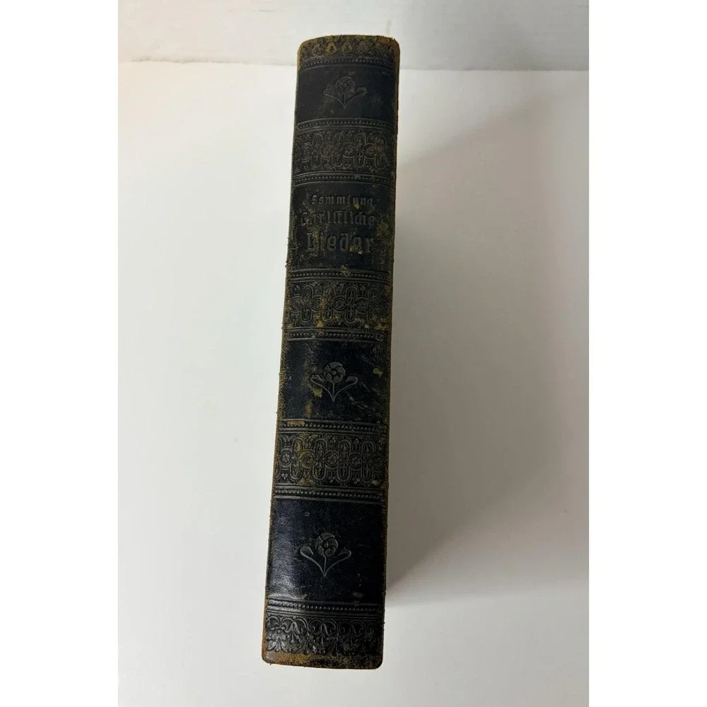 Antique German Hymnal 1905 Sammlung Christlicher Lieder Volga Black Leather